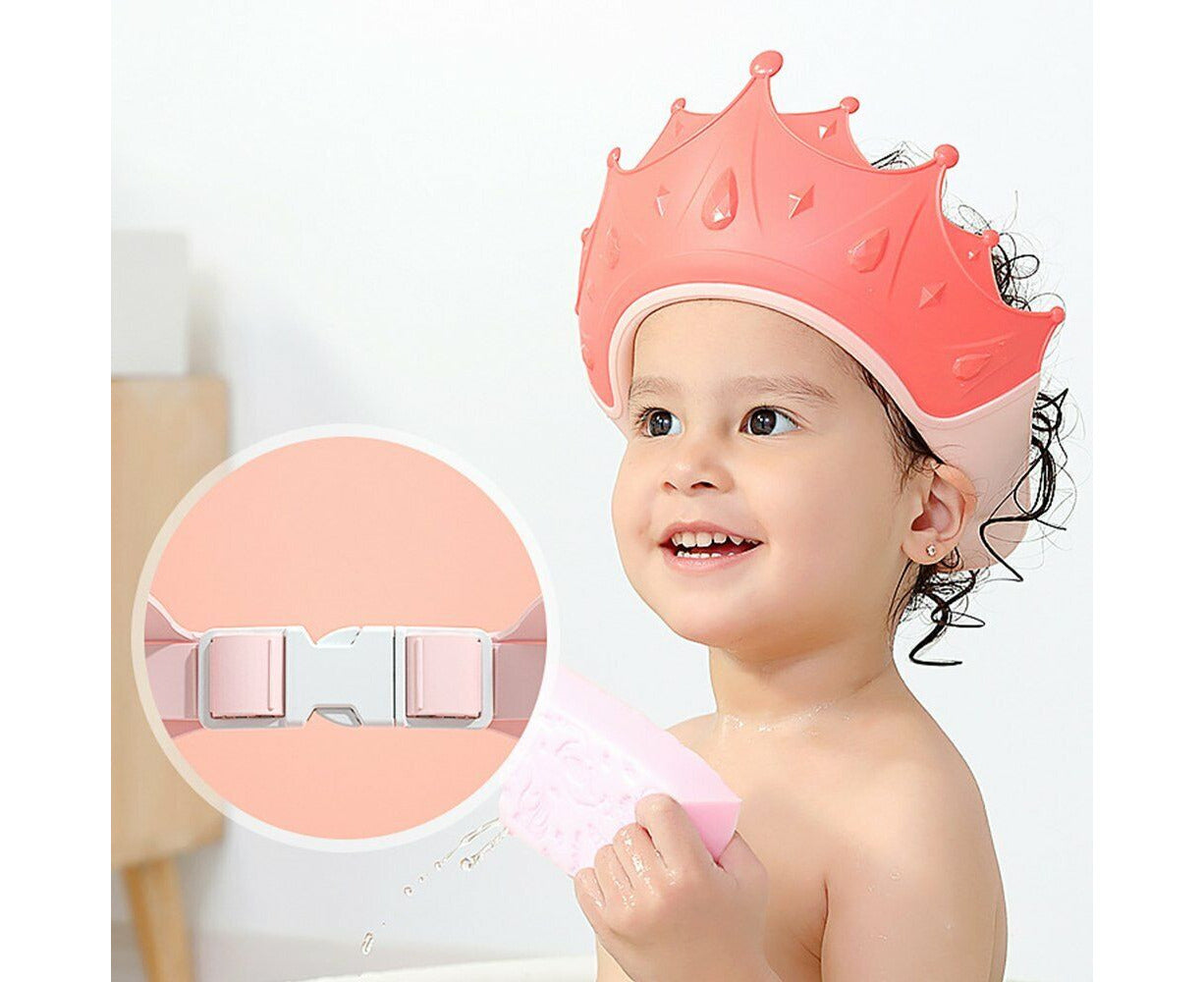 Adjustable Kids Baby Shower Cap Children Wash Hair Shield Visor Hat Red