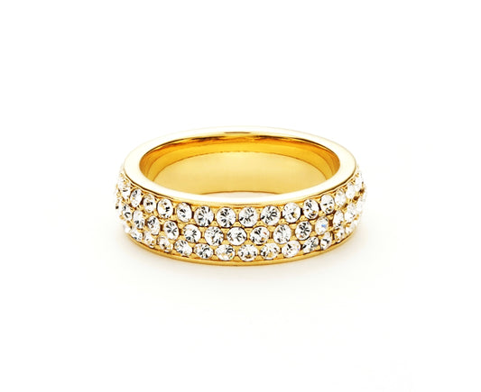 Stunning Gold Plated Eternity Stone Pave Crystals Ring