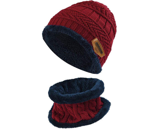 Children'S Winter Hat Beanie with Scarf Suit Casual Knitted Hat Warm Knitted Hat Fleece Lining Hat